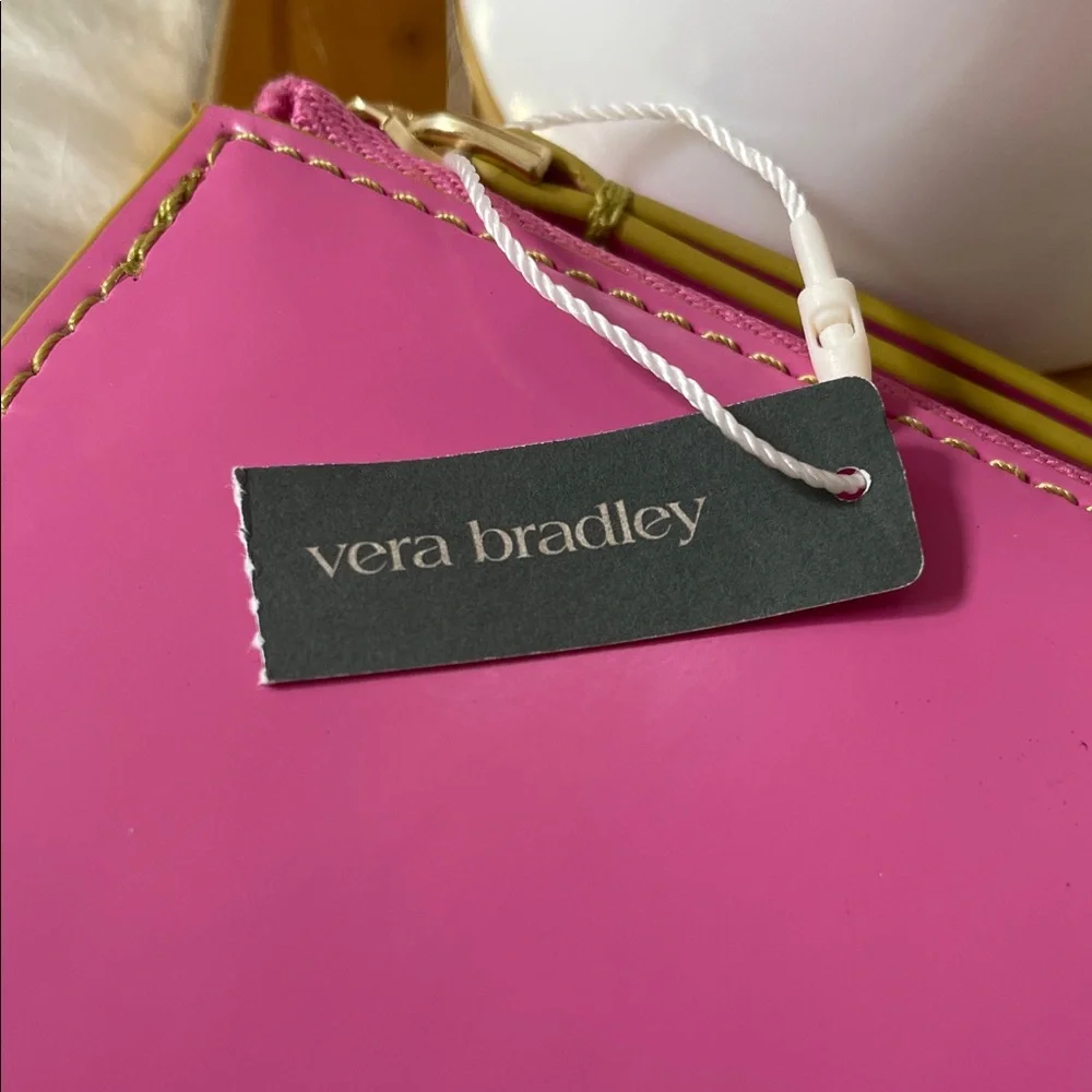 Vera Bradley Barbie Pink Patent Zip Card Wallet with Gold Trim & Key Holder - Picture 6 of 9
